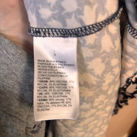 Lark & Ro Dress Fit Flare Midi Dress 3/4 Sleeve Navy‎ Blue White Flower Large - Picture 6 of 6